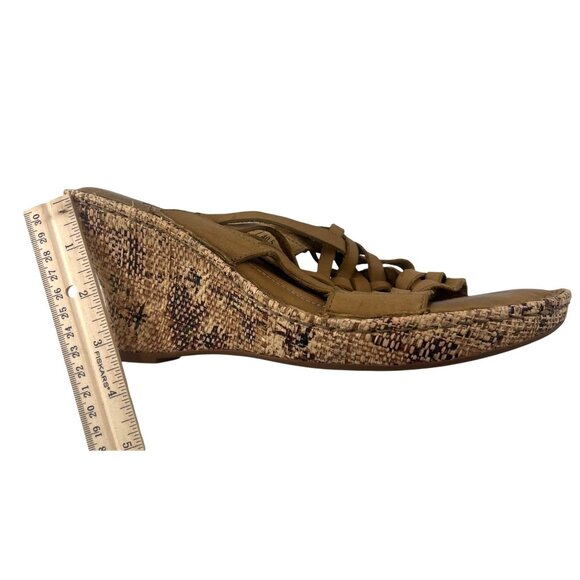 Born Drilles Women's Tan Leather Woven Wedge Sandals‎ Size 9 - Picture 5 of 5